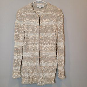St John Sweater Vintage Long Cardigan Womens Small Cream Lightweight